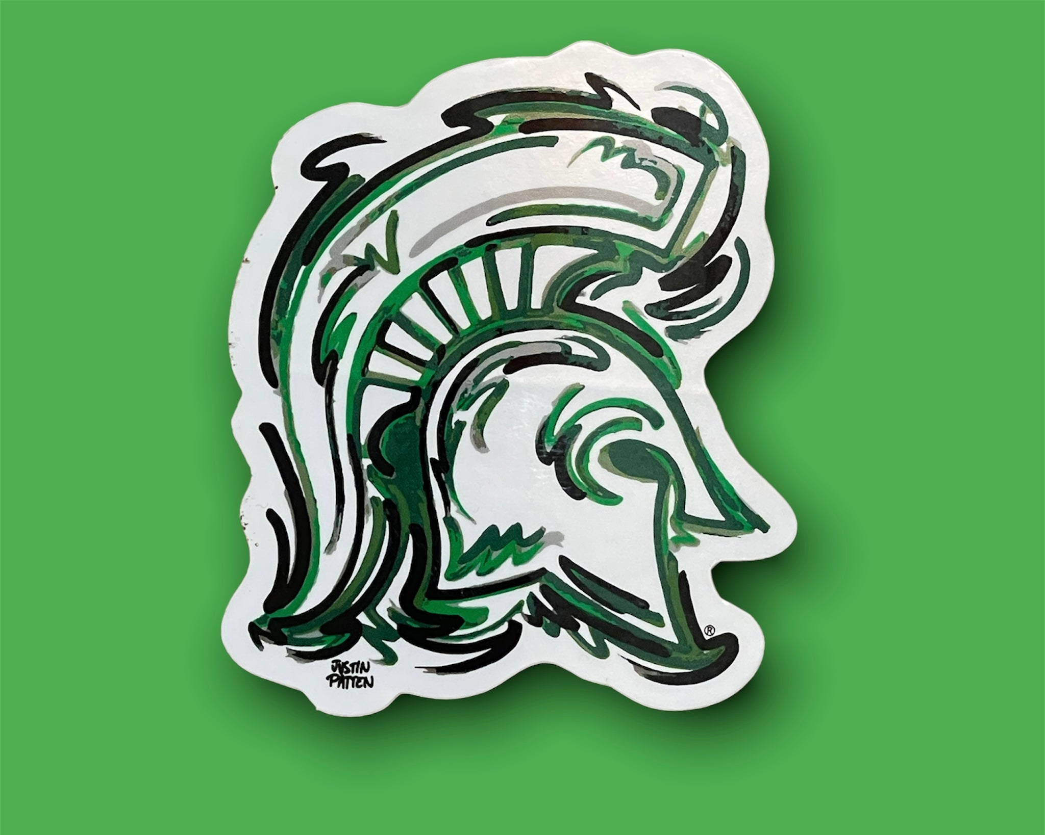 Michigan State University Mini Helmet Vinyl Sticker by Justin Patten