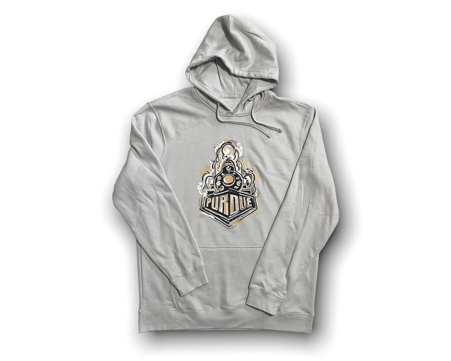 Purdue Boilermaker Special Unisex Fleece Hoodie by Justin Patten (Vintage White/ Grey)