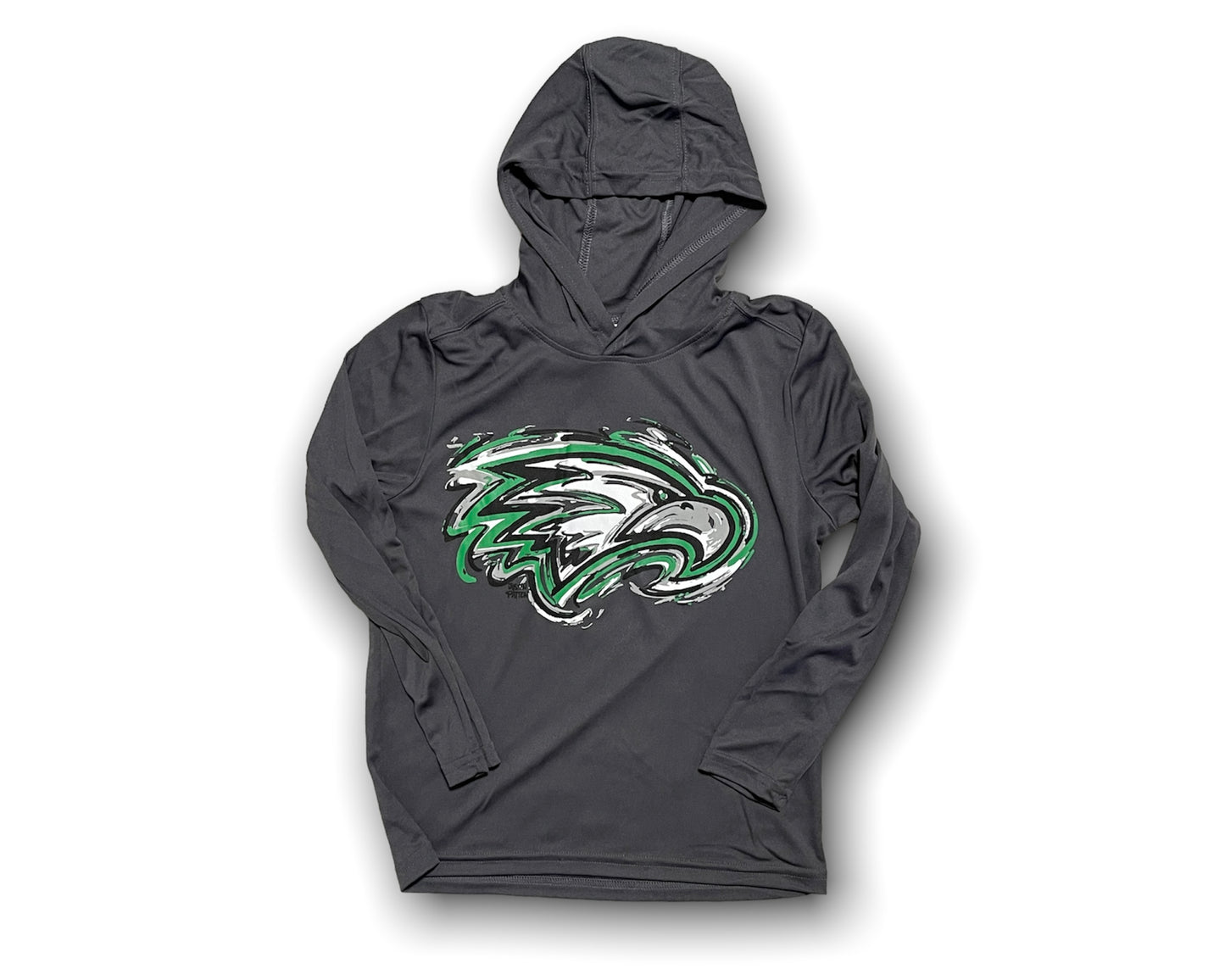 Zionsville Indiana Youth Eagle Poly Hooded Tee by Justin Patten