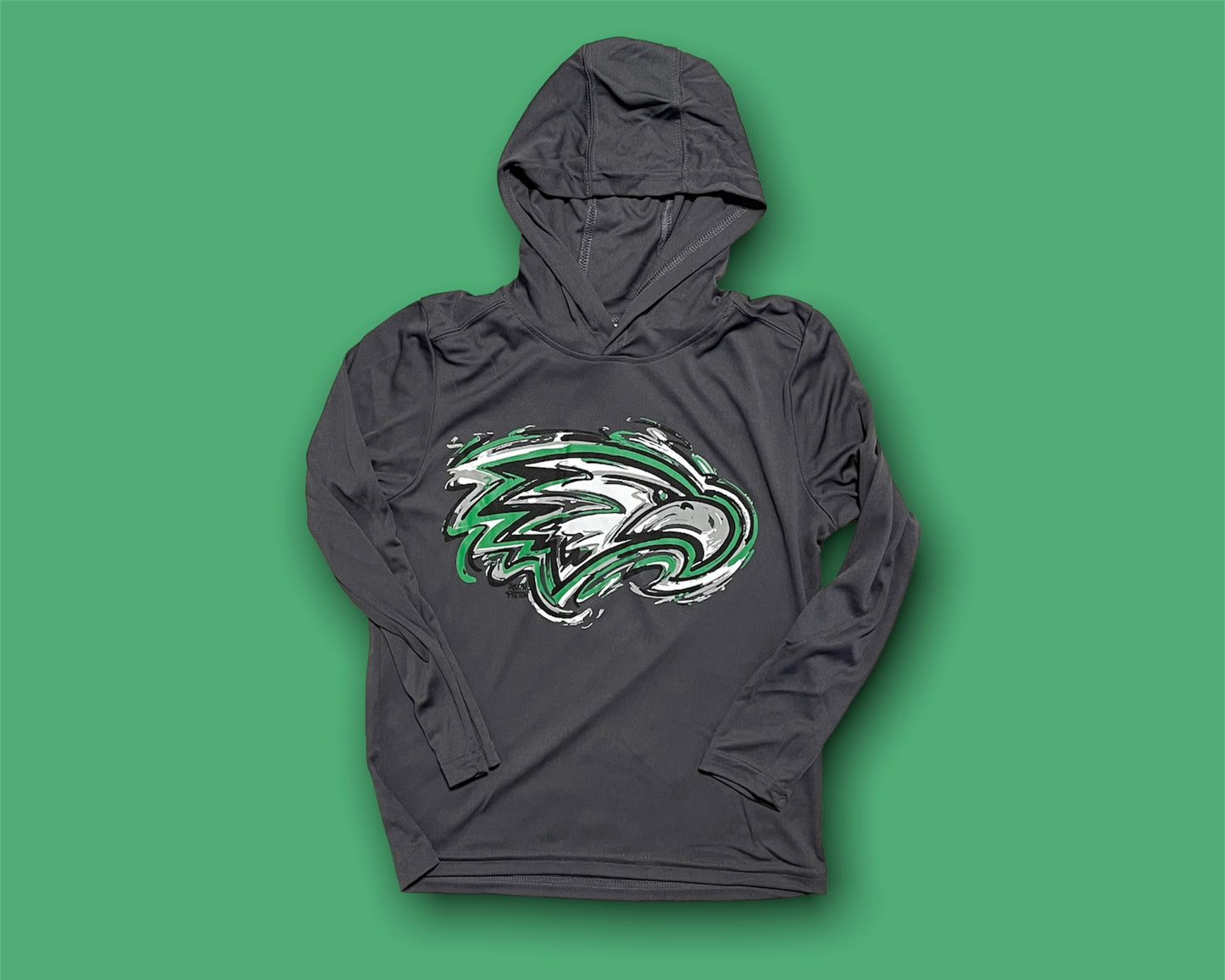 Zionsville Indiana Youth Eagle Poly Hooded Tee by Justin Patten