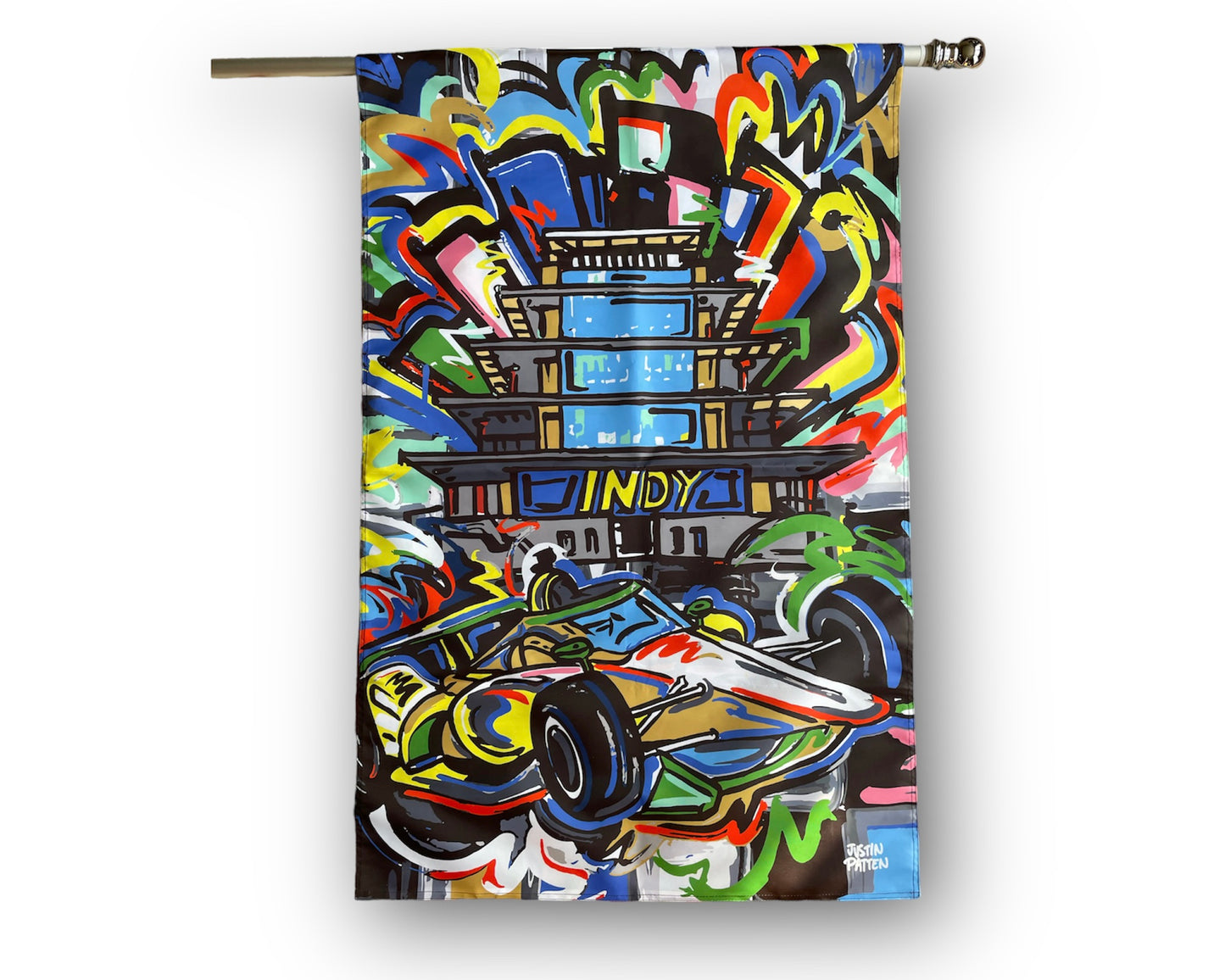 Indianapolis Motor Speedway Pagoda House Flag (28"x 42" in) by Justin Patten