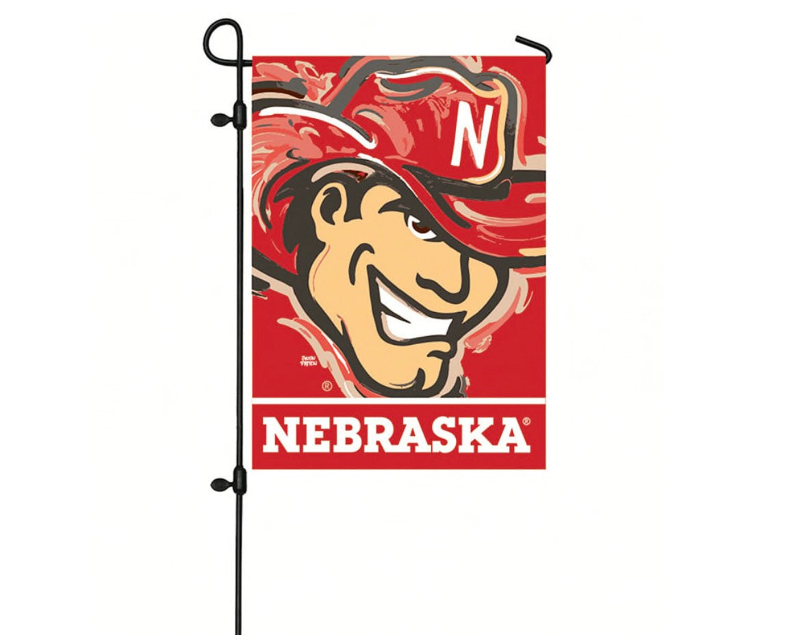 University of Nebraska Mascot Garden Flag 12" x 18" by Justin Patten