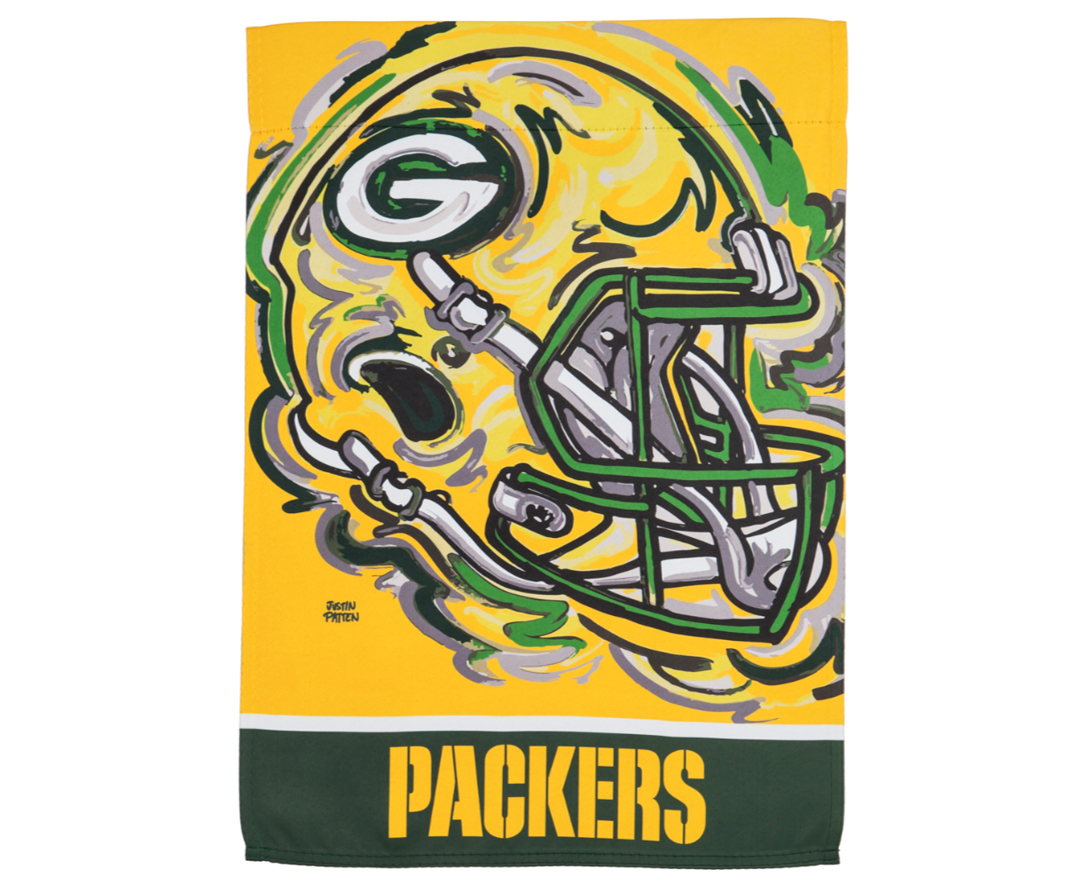 Green Bay Packers Helmet Garden Flag 12" x 18" by Justin Patten