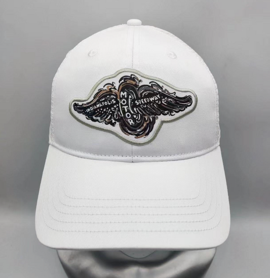 Indianapolis Motor Speedway Wing and Wheel White Hat by Justin Patten