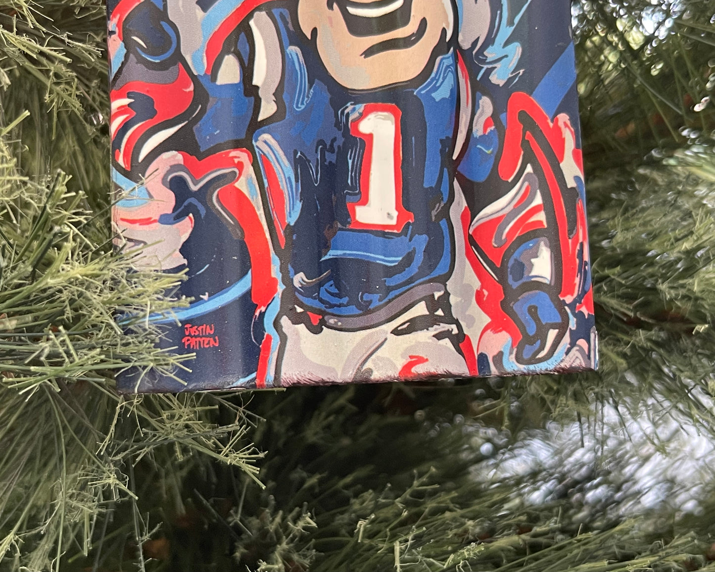 New England Patriots Metal Ornament by Justin Patten