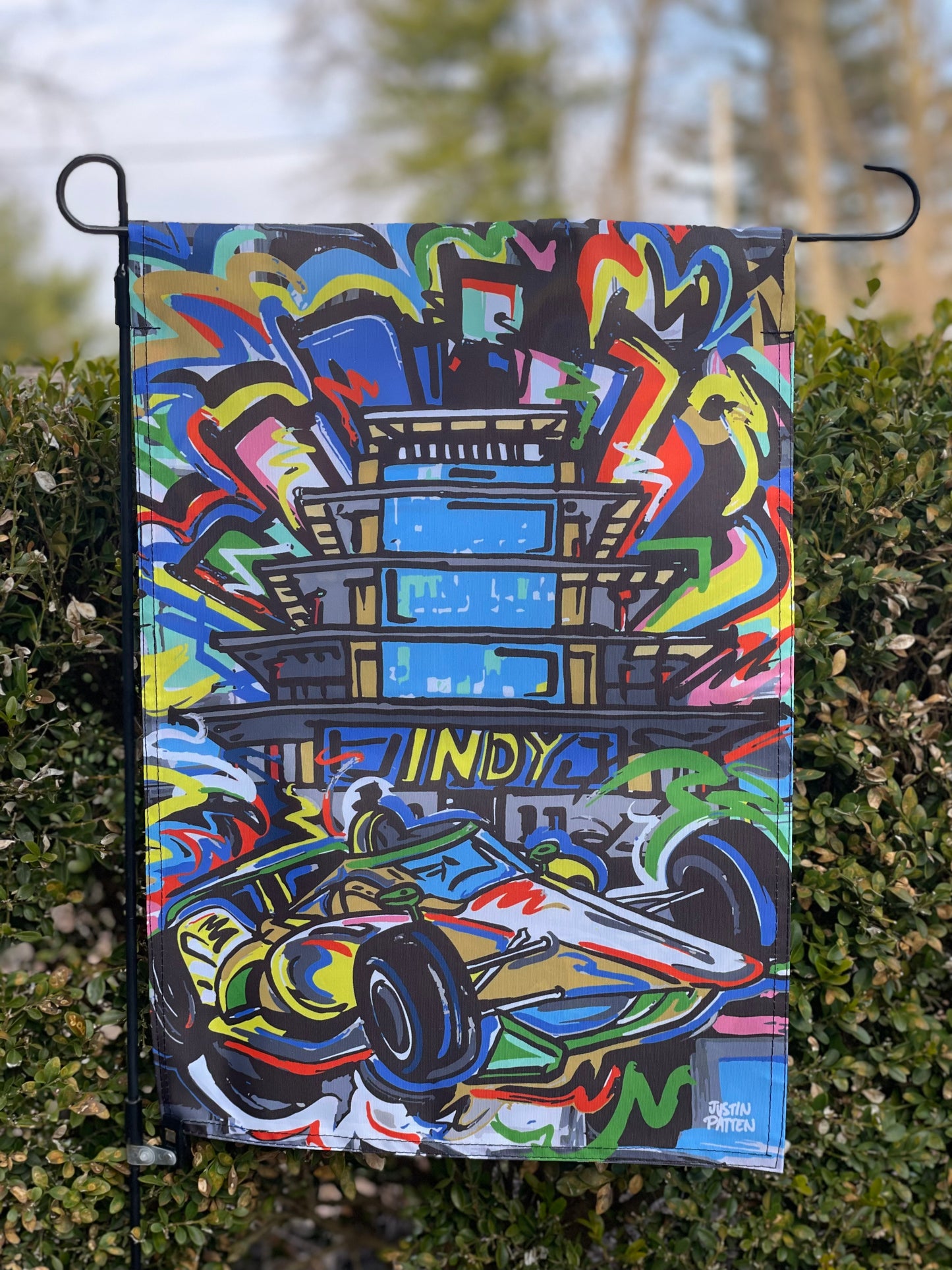 Indianapolis Motor Speedway Pagoda Garden Flag (12”x18” in.) by Justin Patten