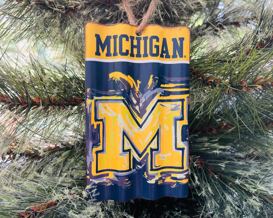 University of Michigan Metal Ornament by Justin Patten